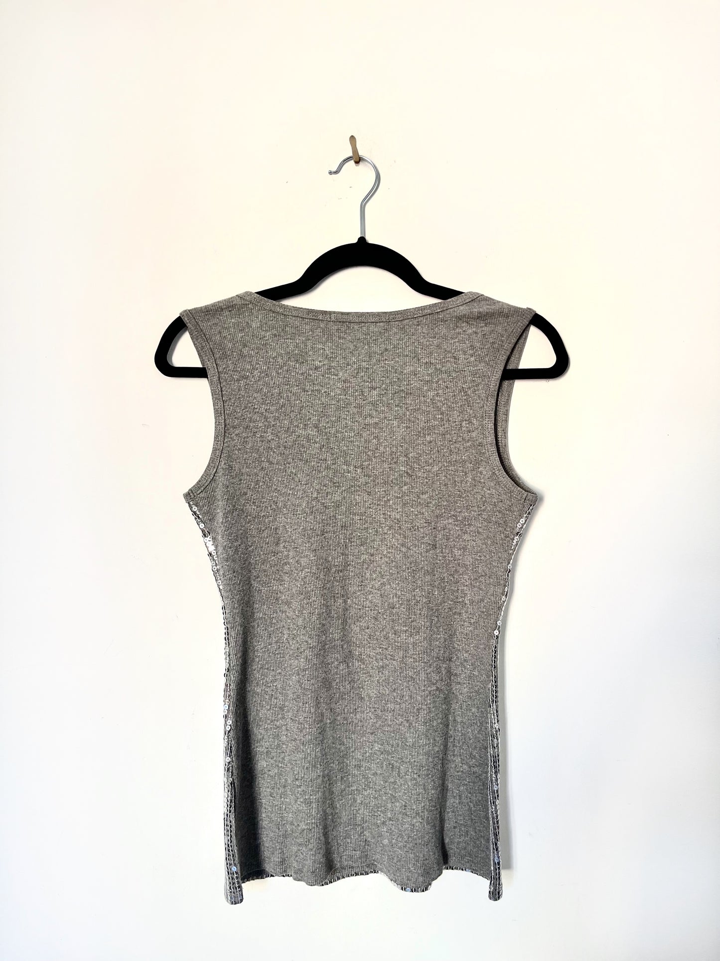 Top sans manches années 2000 à sequins argentés – Taille 38/40
