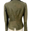 Veste vintage en cuir véritable kaki – Coupe caban cintrée – Taille 40/42