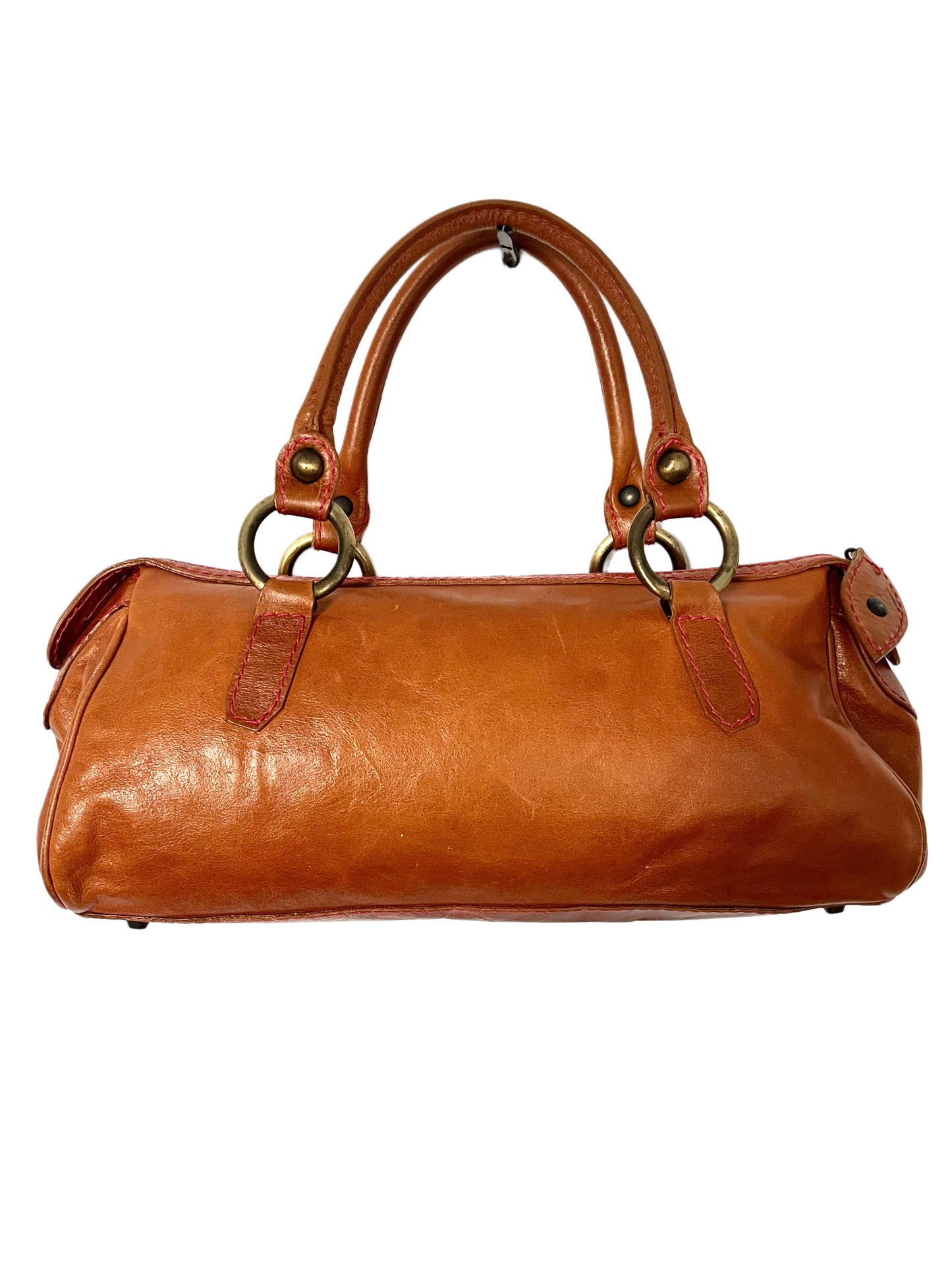Sac Baguette Vintage Cuir Véritable Camel & Mordoré - Boho Chic - Made in Italy (S/M)