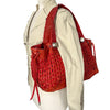 SAC CABAS VINTAGE EN CUIR TRESSÉ ROUGE - ABRO ( MODÈLE RARE )