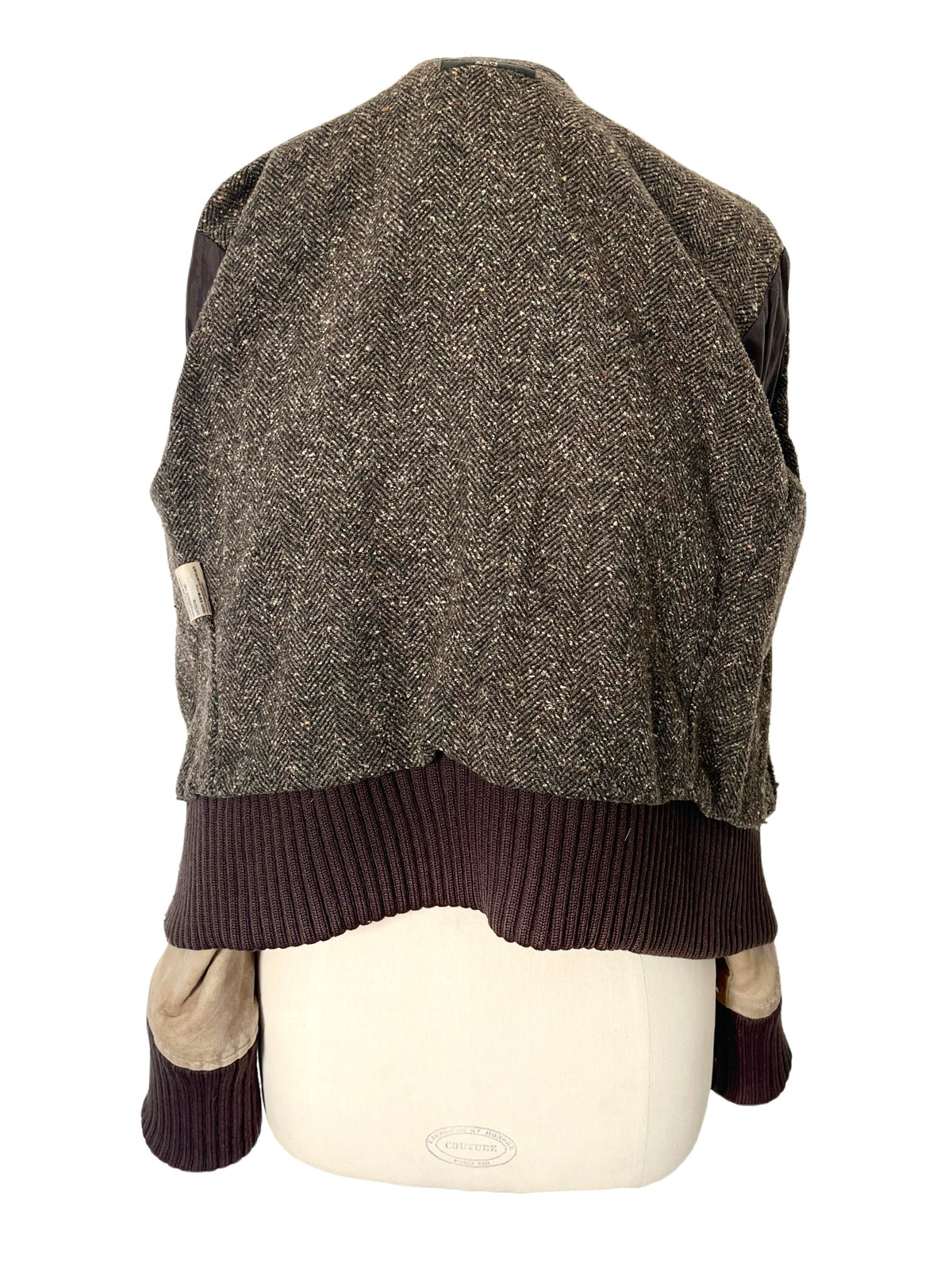 Blouson Aviateur Vintage Cuir Beige Patiné Col XXL — T. 40/42 (46 IT) — Made in Italy