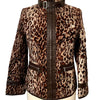 Veste ajustée vintage en fausse fourrure léopard — détails similicuir — taille 38/M