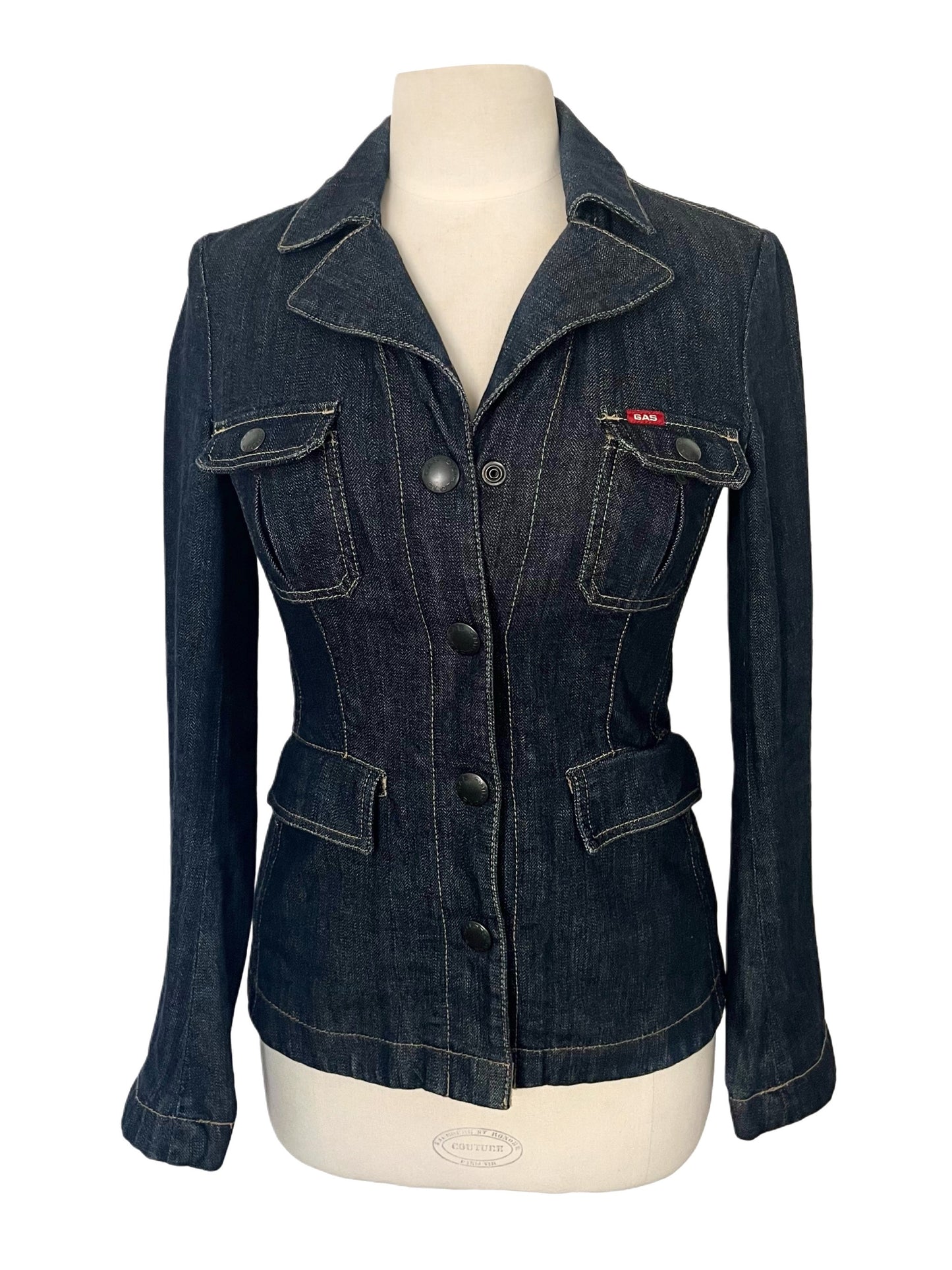 Veste Vintage en Denim Brut Cintrée à Boutons Pression — Taille S/36 — Denim premium