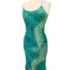 Robe à Fines Bretelles et Motifs Psychédéliques Turquoise / Vert — taille 36/38 — Pièce Vintage