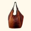 Sac à main / Shopping bag vintage en cuir effet croco marron caramel ( SOLD OUT )