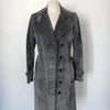 Manteau vintage long en cuir gris souris – Taille 38/40