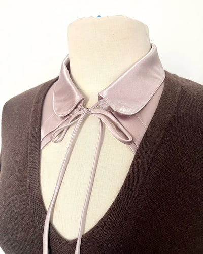 Pull fin vintage à col en soie rose parme - Taille 38