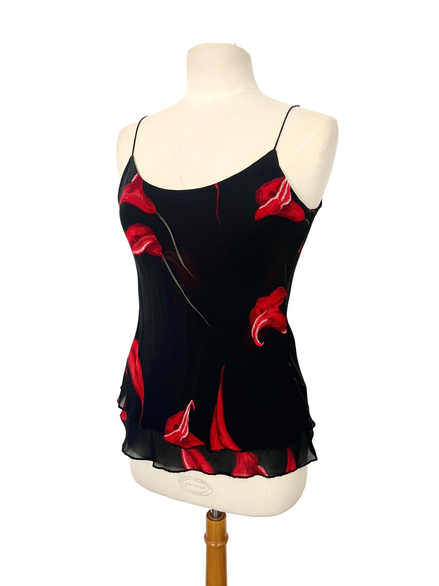 Top fluide fleuri à volants – Taille 38
