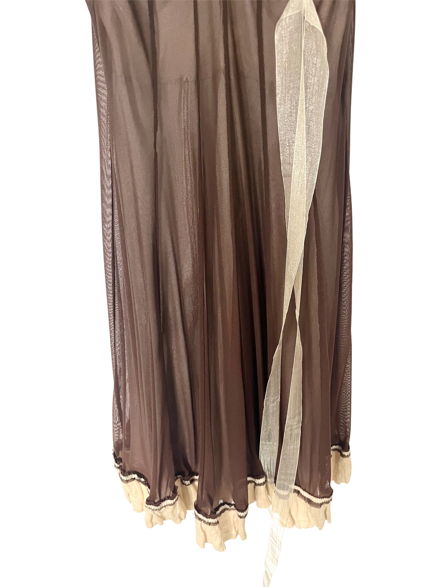 Robe midi vintage en tulle & biais froncés — (made in italy) — taille 36
