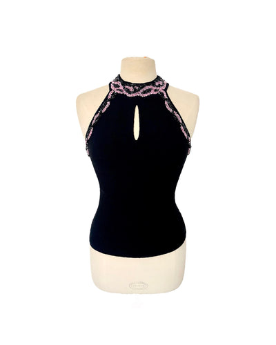 Top vintage col américain avec broderies perlées – Taille 36/S