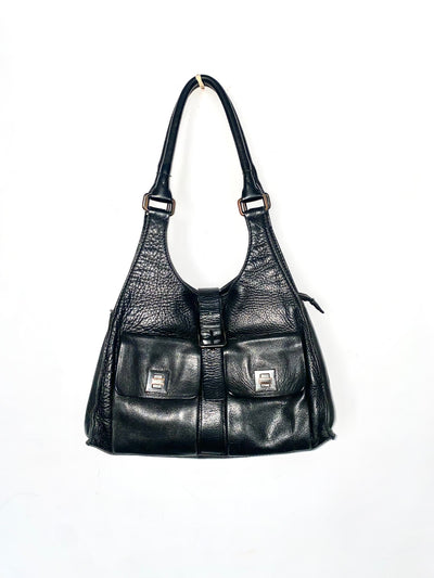 Sac à main rock chic en cuir véritable noir ( SOLD OUT )