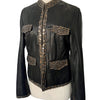 Veste En Similicuir Marron À Broderies & Sequins Mordorés (Made In India) — Taille 42/44