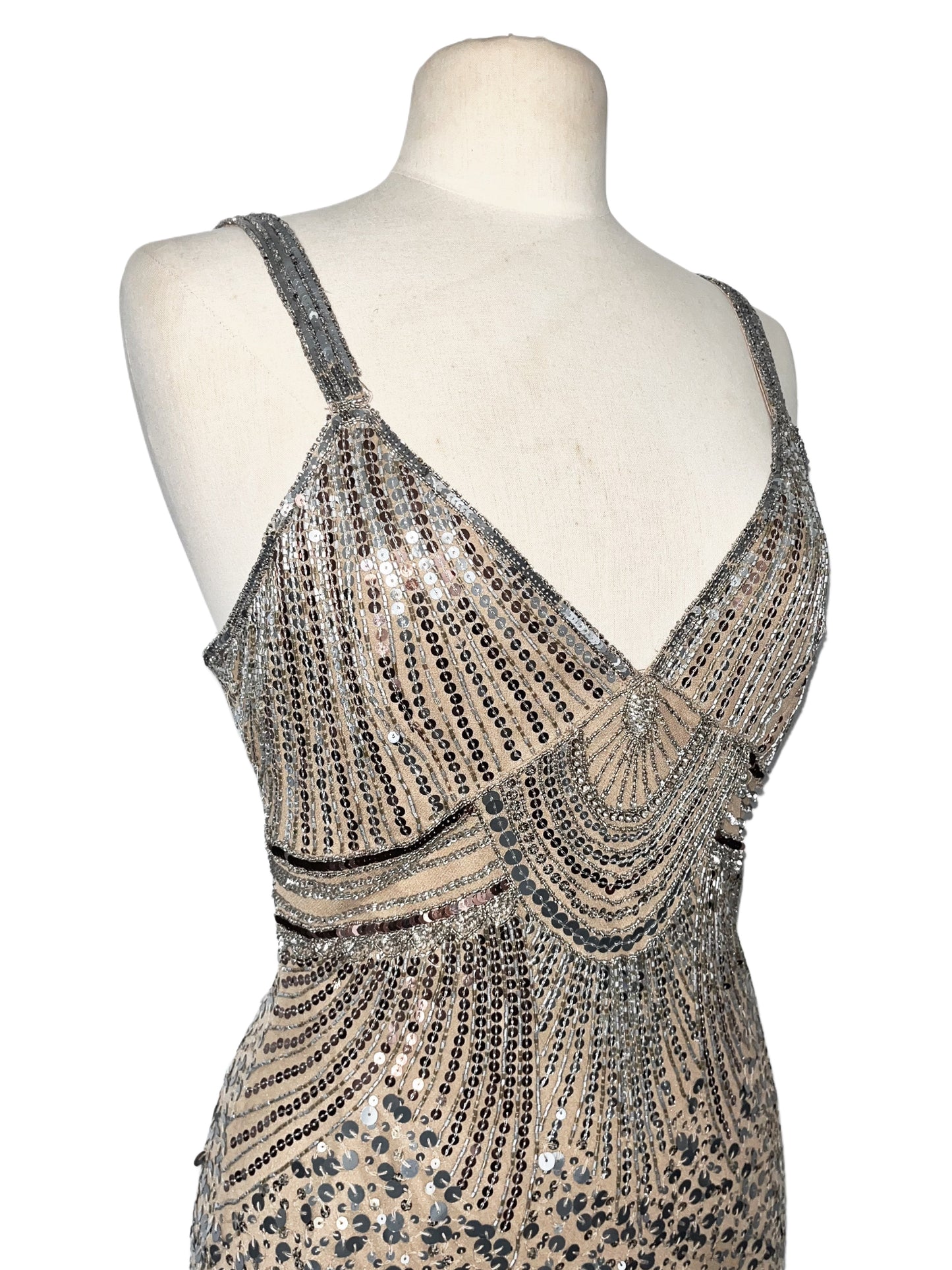 Robe de soirée vintage perlée & sequins – Éclat Rétro – Taille 42