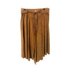 Jupe vintage asymétrique camel en matière peau de pêche – Taille 40