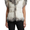 Gilet Afghan sans manches - Doudoune vintage blanche & fausse fourrure - 40/42