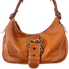 Sac Demi-Lune Vintage en Cuir Grainé Camel — (Made in Italy) — Format Medium