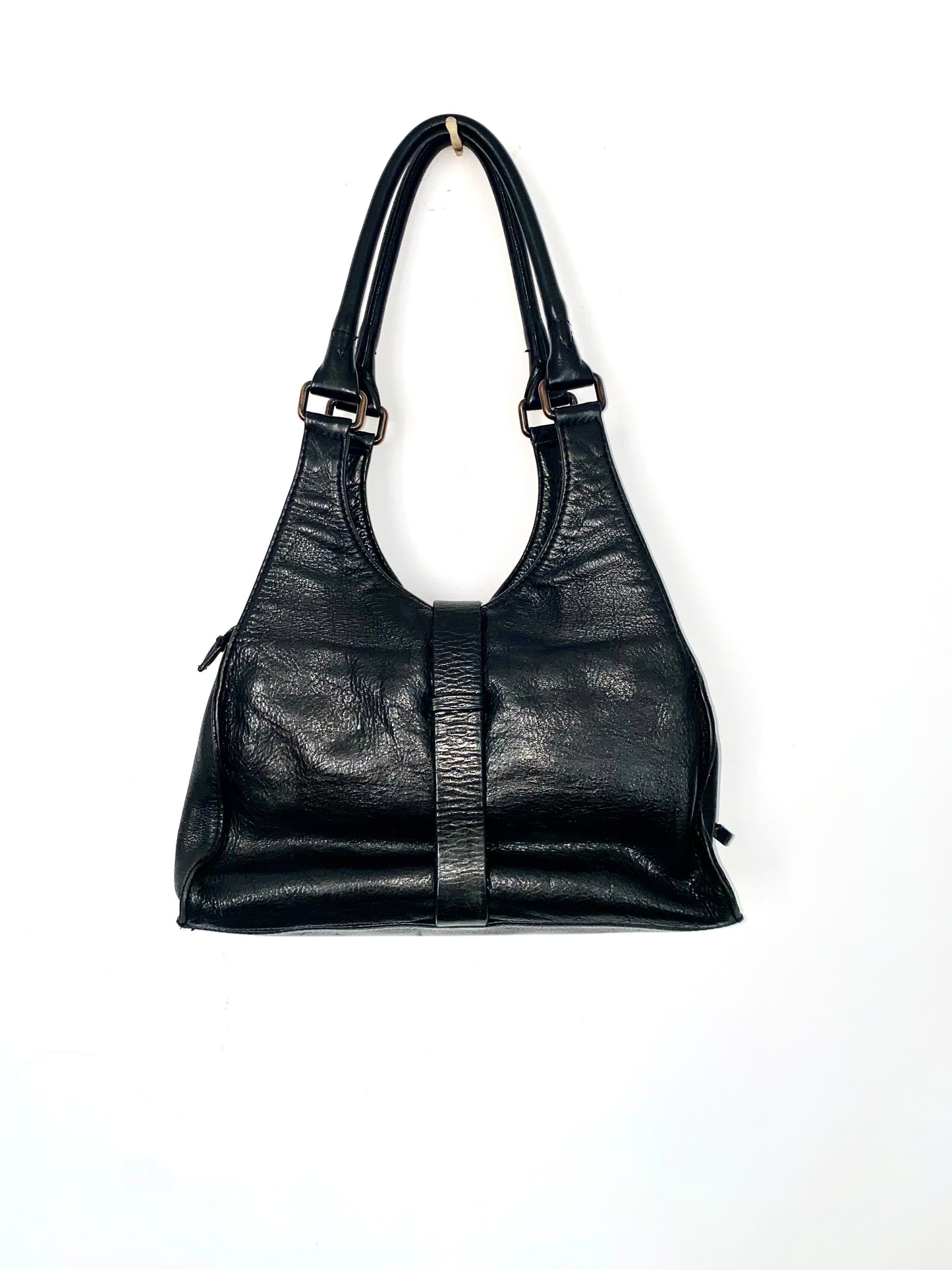 Sac à main rock chic en cuir véritable noir ( SOLD OUT )