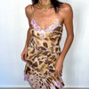 Robe léopard avec châle assorti, sequins lilas. ( SOLD OUT )