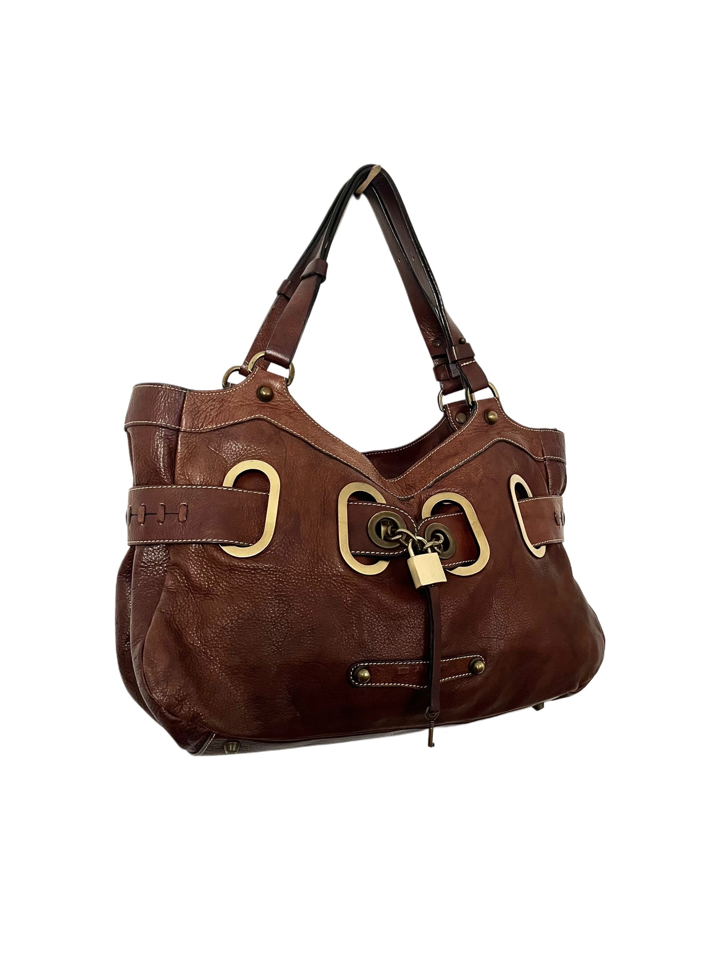 Sac à main vintage en cuir marron – Style boho chic