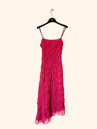 Robe smocks asymétrique fushia