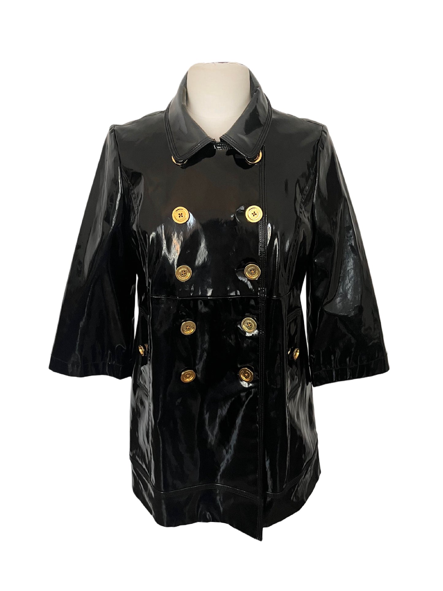 Manteau Juicy Couture vinyle noir & boutons dorés - 38/M
