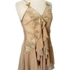Robe Style Lingerie en Mousseline Beige — 34/36 (XS/S) — Dentelle, Strass & Dos Corset — Style Coquette / Fairycore Y2K