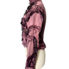 Veste Courte Satin Violet Style Whimsigoth & Détails Effilochés — T. 38 (M) — Made in Italy