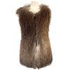 Gilet long sans manches fausse fourrure marron dégradé - 38/M
