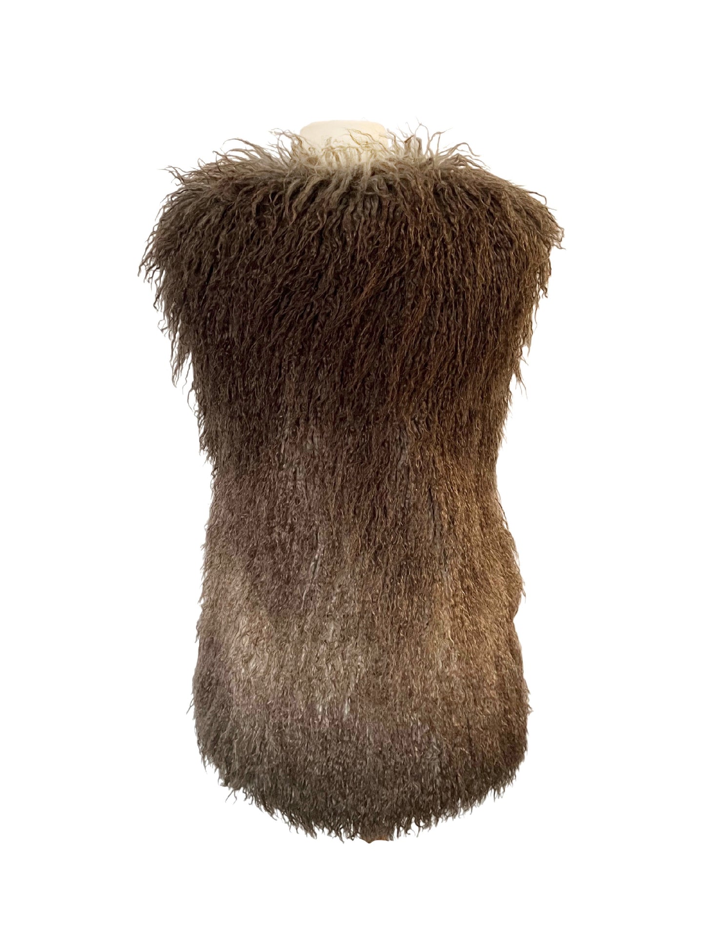 Gilet long sans manches fausse fourrure marron dégradé - 38/M