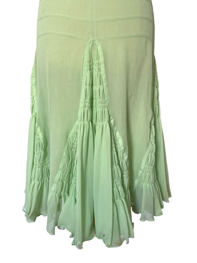Jupe Midi Taille Basse à Fronces — 40 FR (L) — Vert Pastel Fluo — Style Y2K / Fairycore