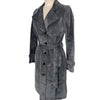 Manteau vintage long en cuir gris souris – Taille 38/40