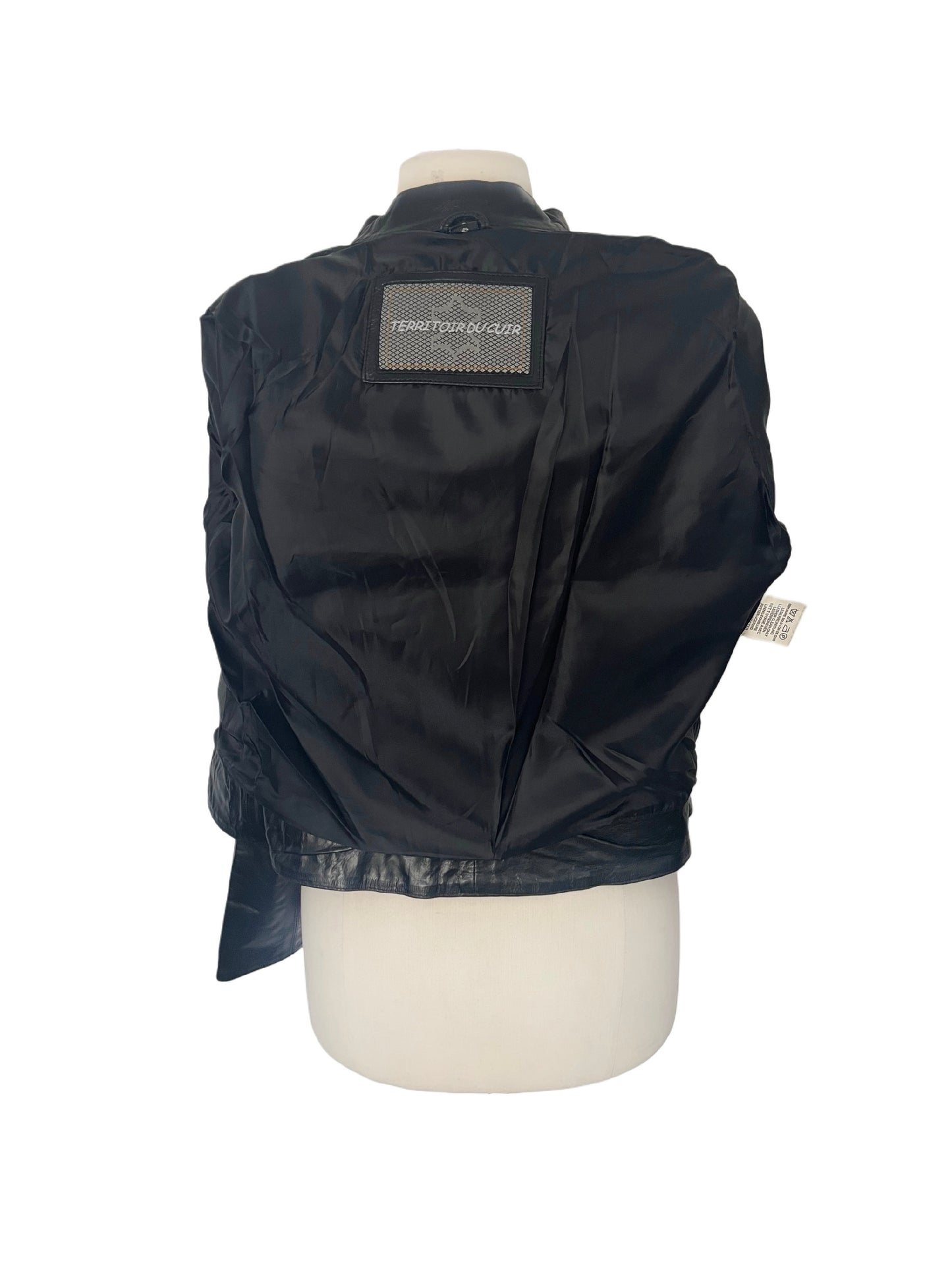 Tony – Veste vintage biker en cuir véritable noir, taille 36