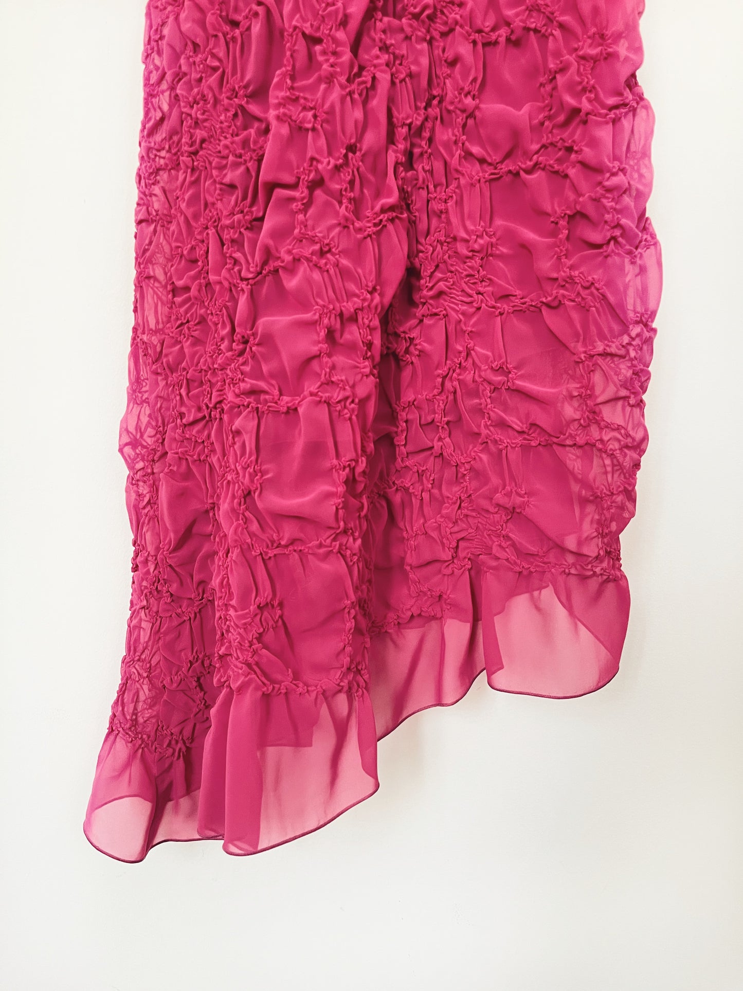 Robe smocks asymétrique fushia