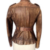 VESTE VINTAGE EN CUIR PATINÉ À VOLANT — TAILLE 38/40