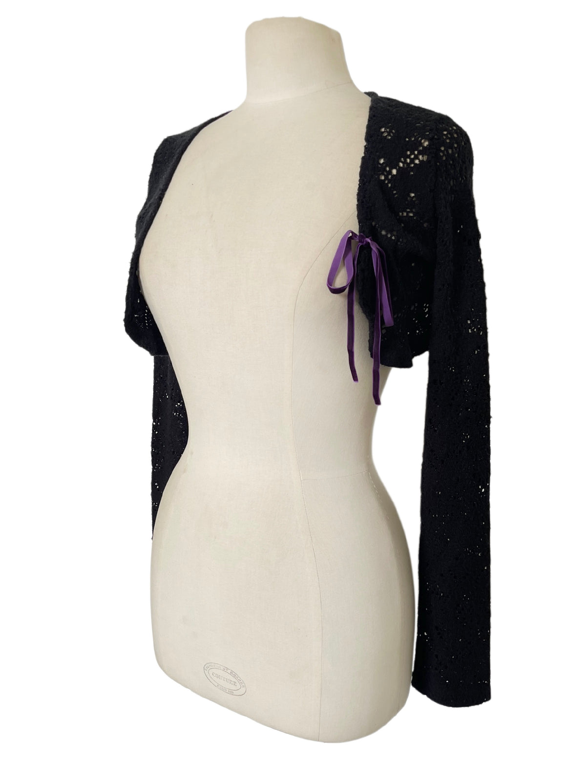 Ensemble Mini Robe / Tunique & Boléro Maille Ajourée Whimsigoth Velours Violet — T. 34/36 (XS/S)