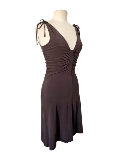ROBE VINTAGE FRONCÉE MARRON -(MADE IN ITALY) - TAILLE 44 IT - 38/40 FR