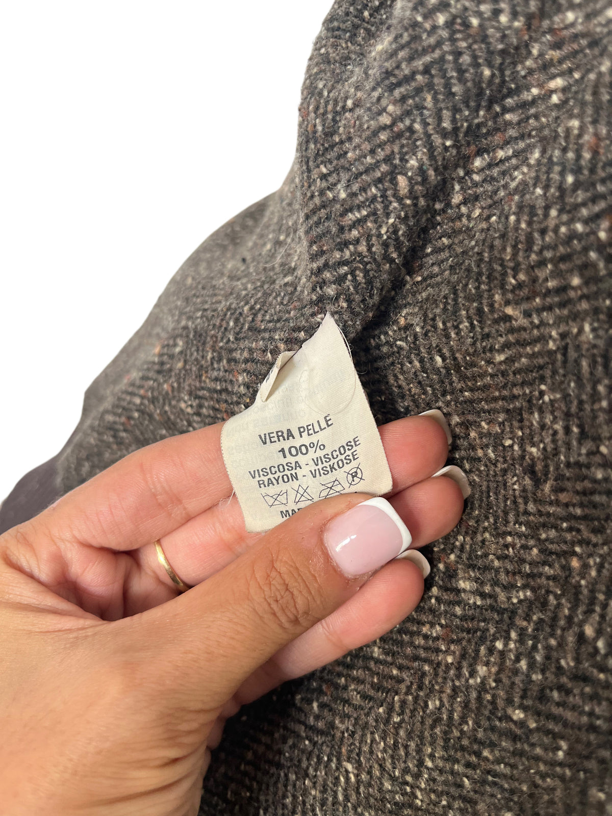 Blouson Aviateur Vintage Cuir Beige Patiné Col XXL — T. 40/42 (46 IT) — Made in Italy