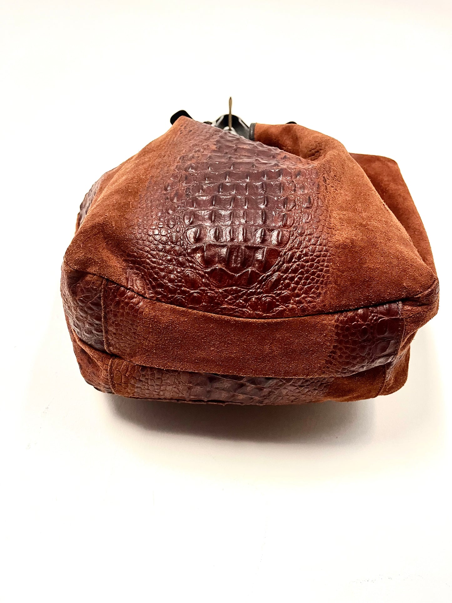 Sac à main / Shopping bag vintage en cuir effet croco marron caramel ( SOLD OUT )