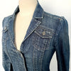 Veste en jean vintage cintrée à épaules bouffantes – Taille 38