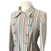 Manteau Long Léger à Rayures Pastel et Col Structuré — taille 38/40 — bohème chic / créateur
