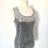 Top sans manches années 2000 à sequins argentés – Taille 38/40