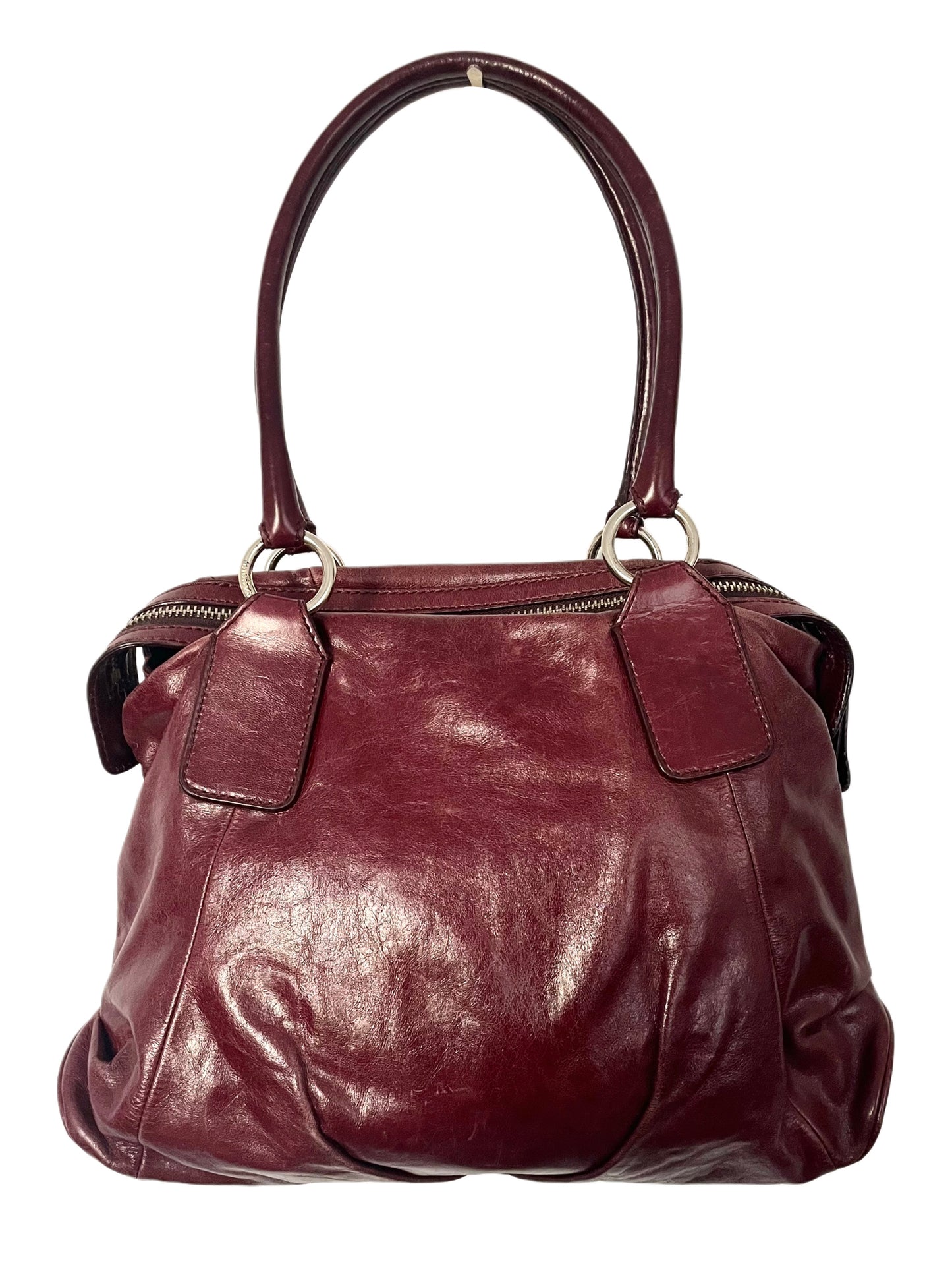 SAC À MAIN VINTAGE EN CUIR BORDEAUX - NANNINI
