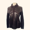 GILET MARRON BI-MATIEÈRE LAINE ET CUIR