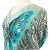 Top Vintage Papillon en Soie Turquoise & Sequins Argentés — taille 38 — Y2K / Glamour / Pièce de Fête