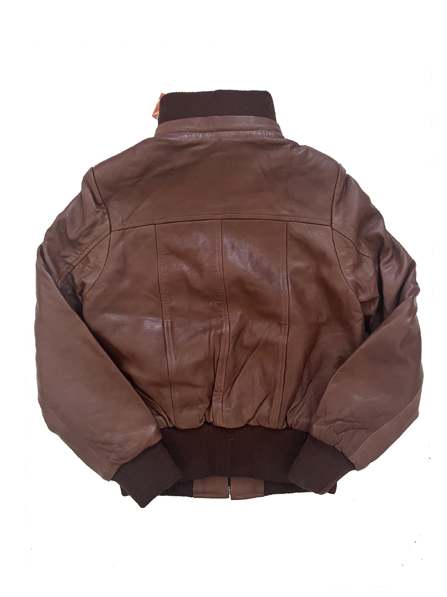 ASHTON – Blouson vintage en cuir véritable noisette – Taille L