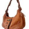 Sac Demi-Lune Vintage en Cuir Grainé Camel — (Made in Italy) — Format Medium