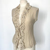 Top vintage sans manches beige taupe à volants – Taille 42