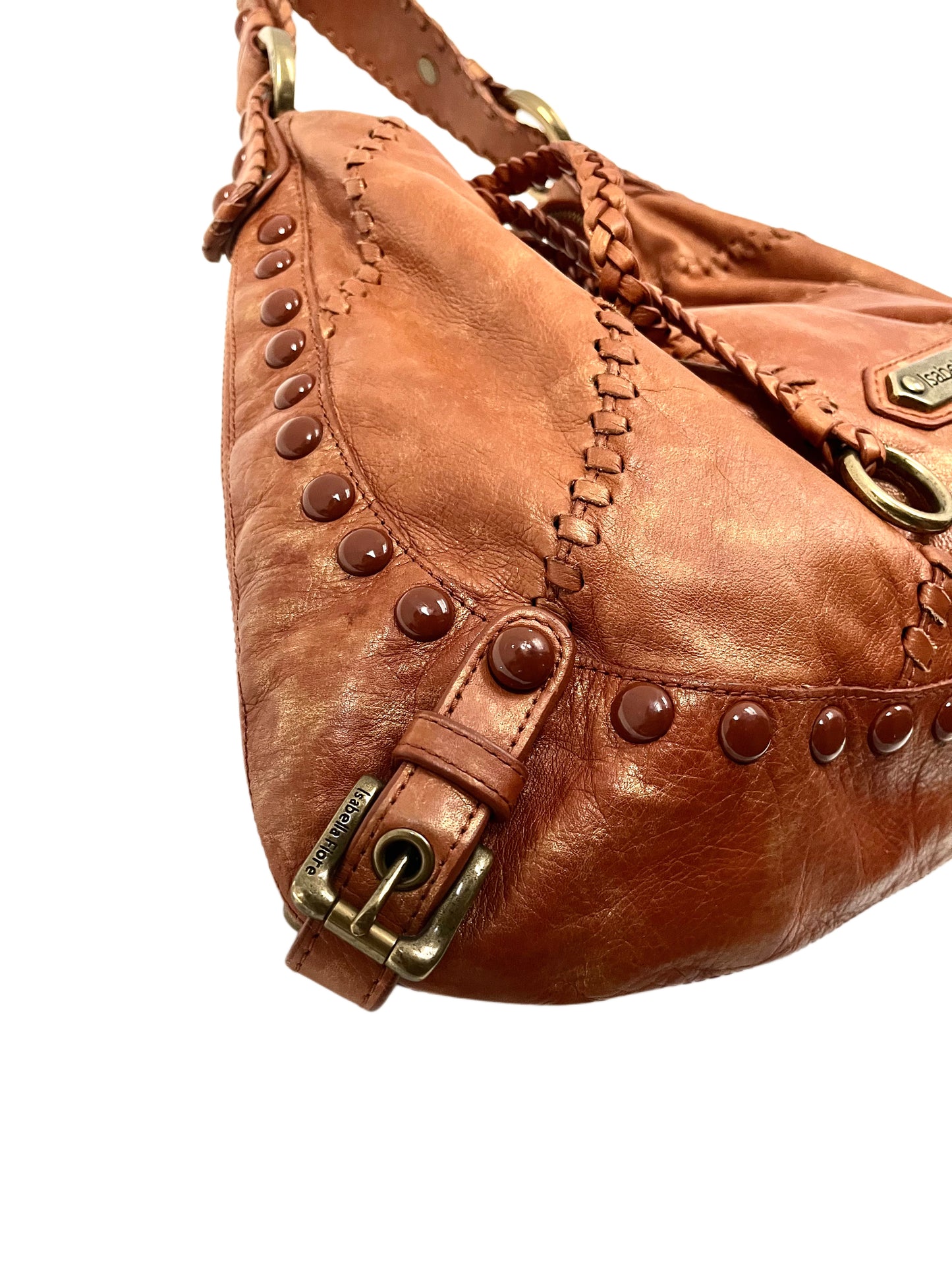 SAC HOBO VINTAGE EN CUIR TRAVAILLÉ - ISABELLA FIORE ( MODÈLE RARE )