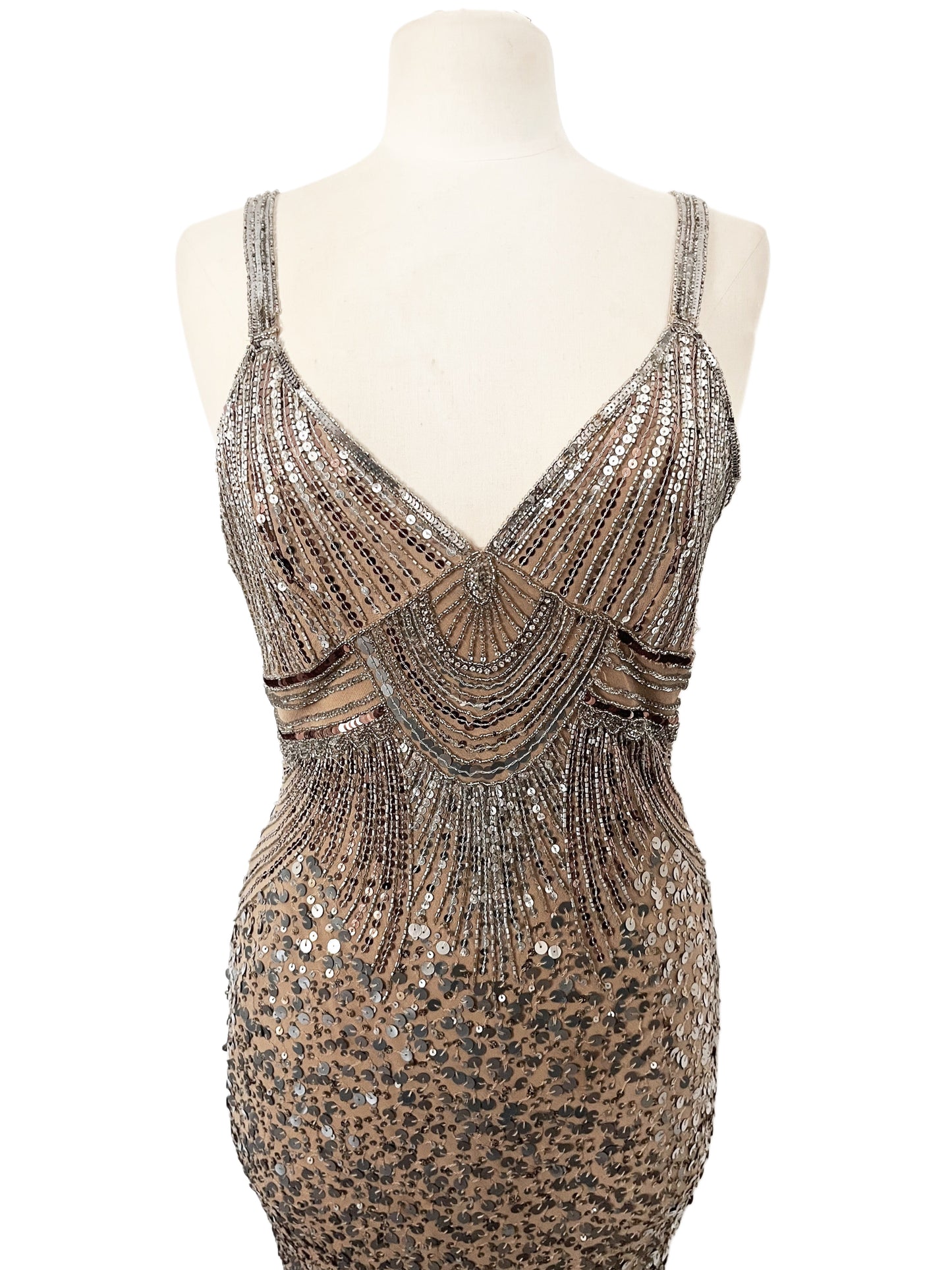 Robe de soirée vintage perlée & sequins – Éclat Rétro – Taille 42