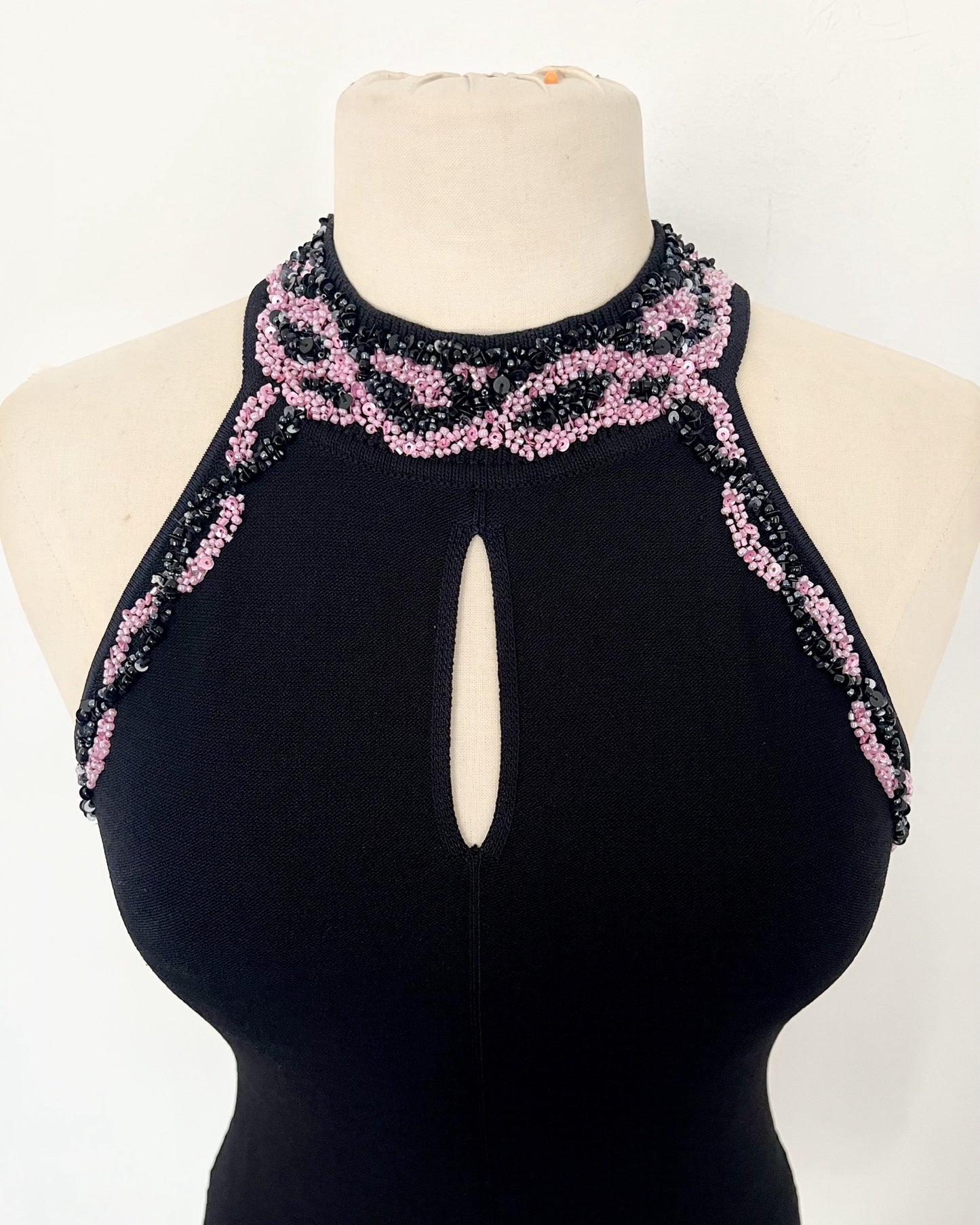 Top vintage col américain avec broderies perlées – Taille 36/S
